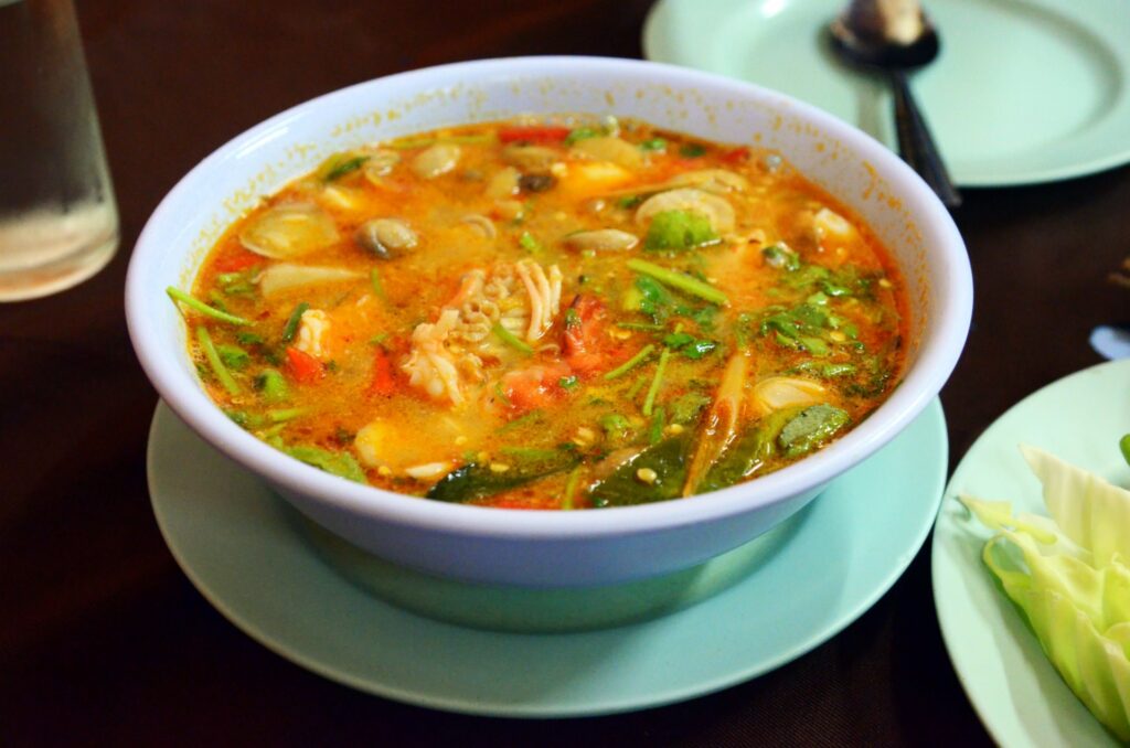 Tom Yum Soup, which is a super delicious Thai sour soup.