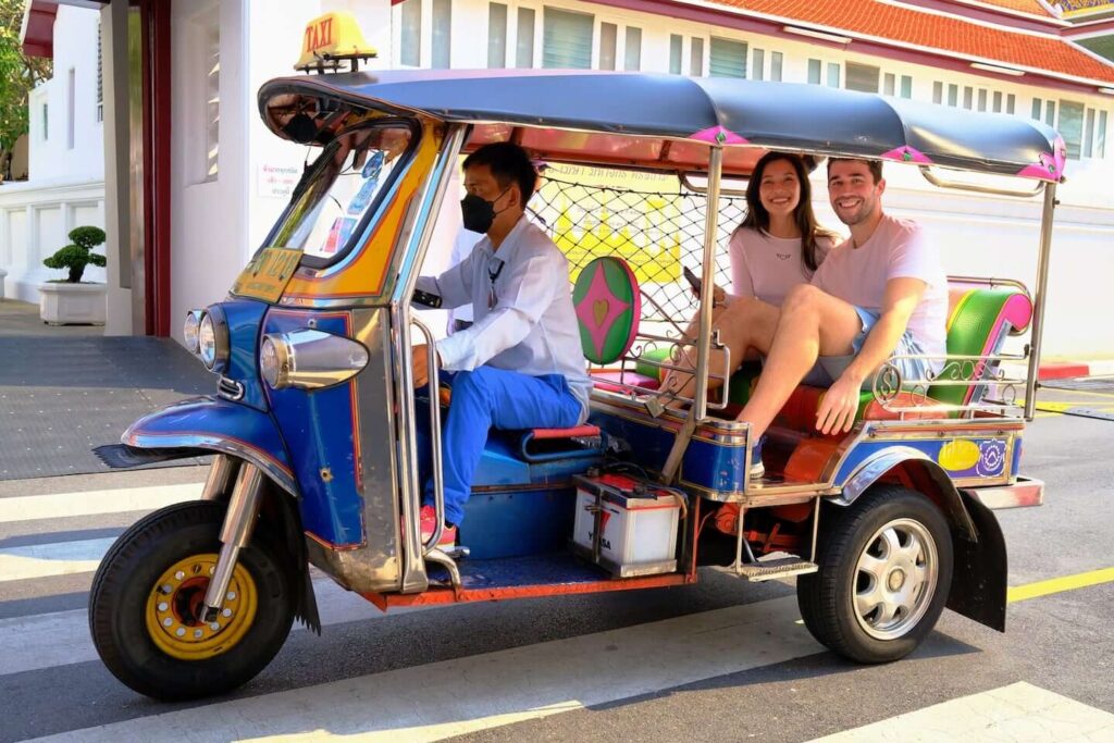 So many ways to get around in Thailand, like a tuk tuk for example.