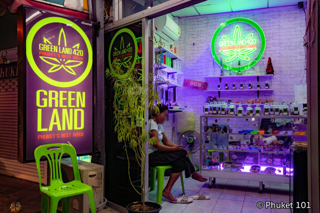 A weed shop in Phuket Thailand called Green Land 420.