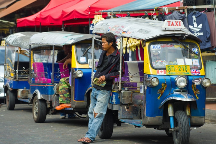 One common scam in Thailand is the tuk tuk scam.